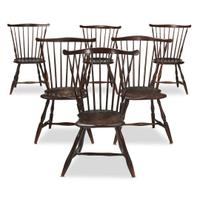 Assembled set of six fan-back Windsor side chairs Philadelphia, PA, late 18th century