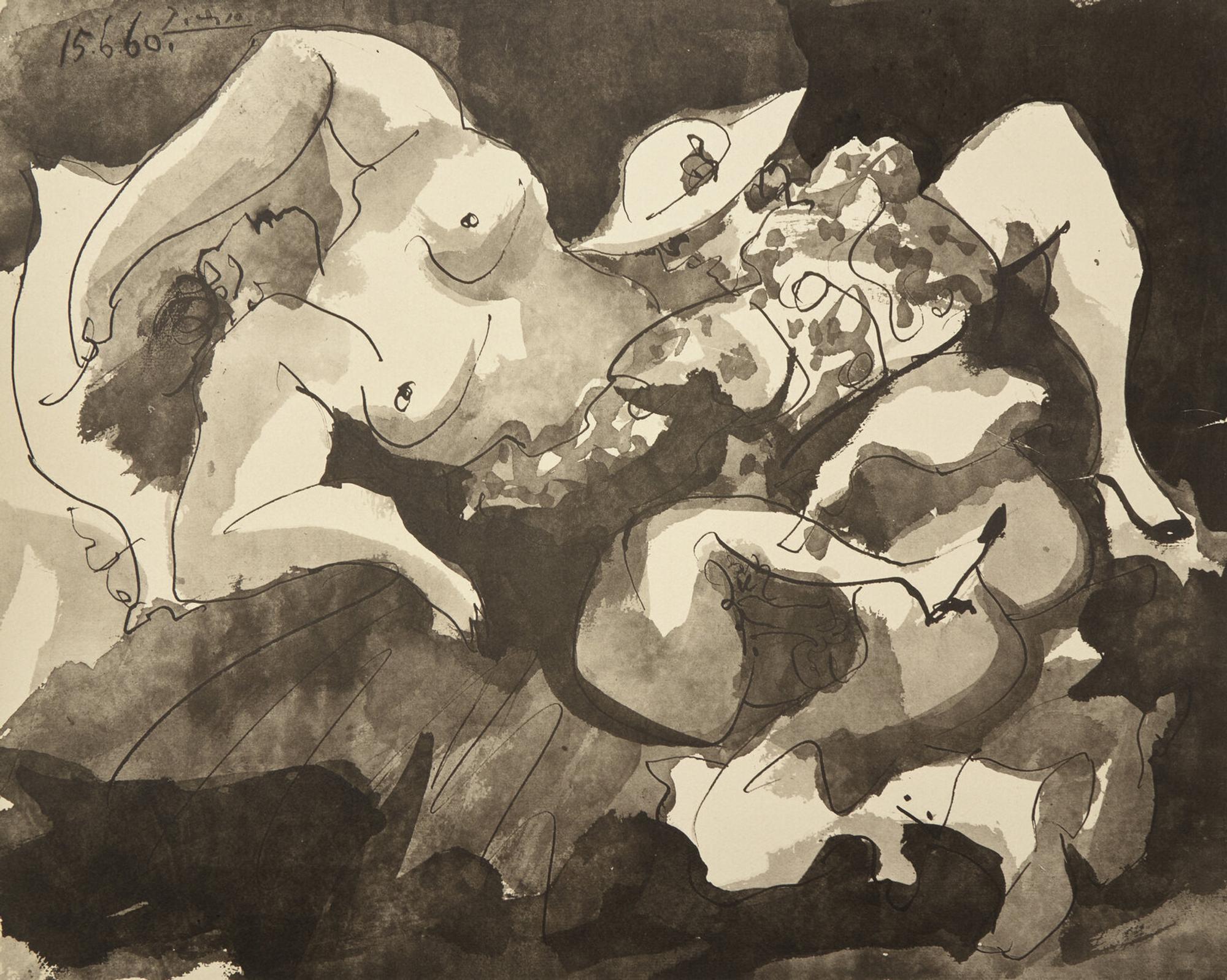 A pair of prints from T oros.15 lavis inédits. Poème de Pablo Neruda. Traduit par Jean Marcenac,1960 (Picador et danseurs VII; Picador et femme)