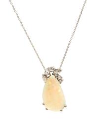 A White Gold, Opal and Diamond Pendant, 4.40 dwts.