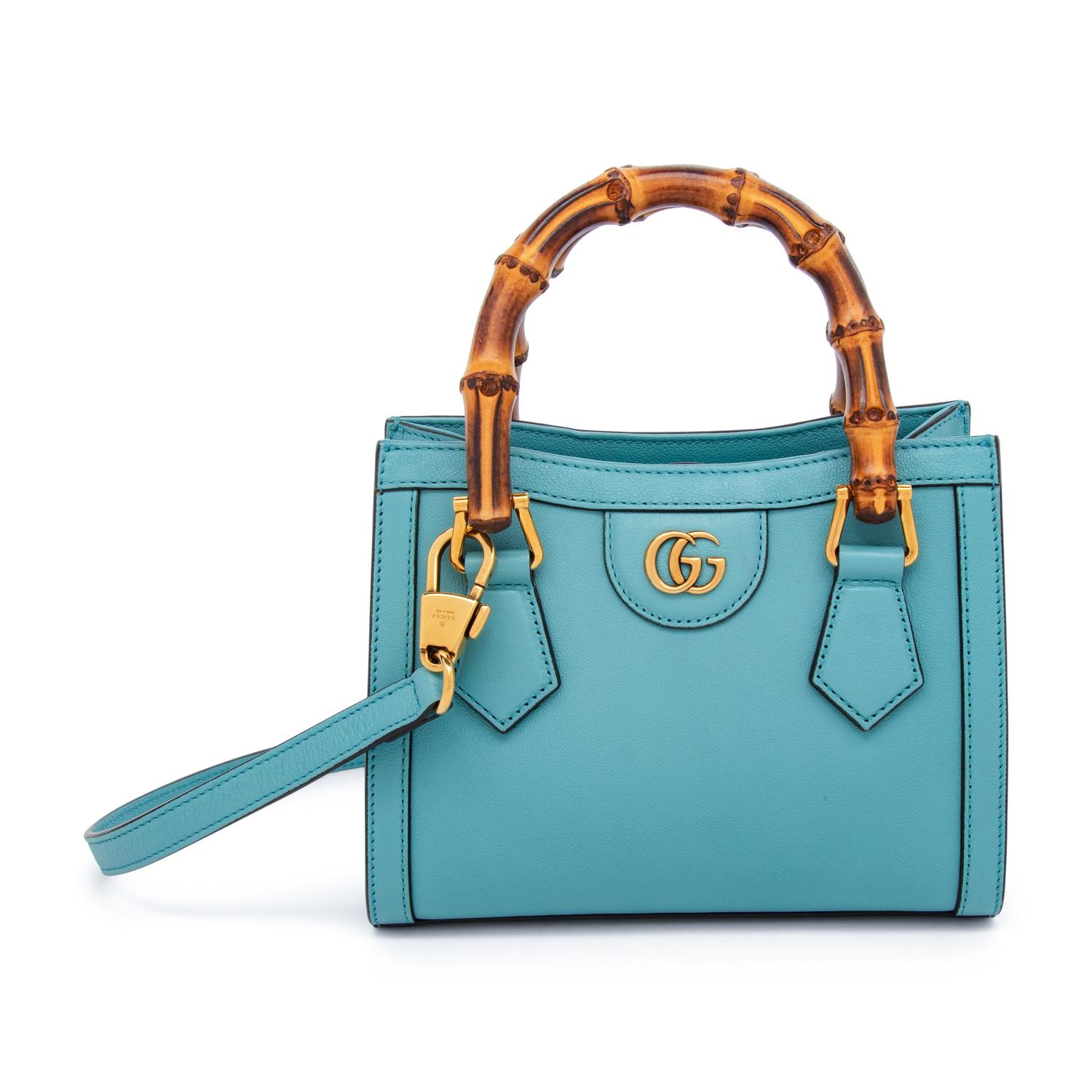 GUCCI, SMALL BLUE DIANA BAG
