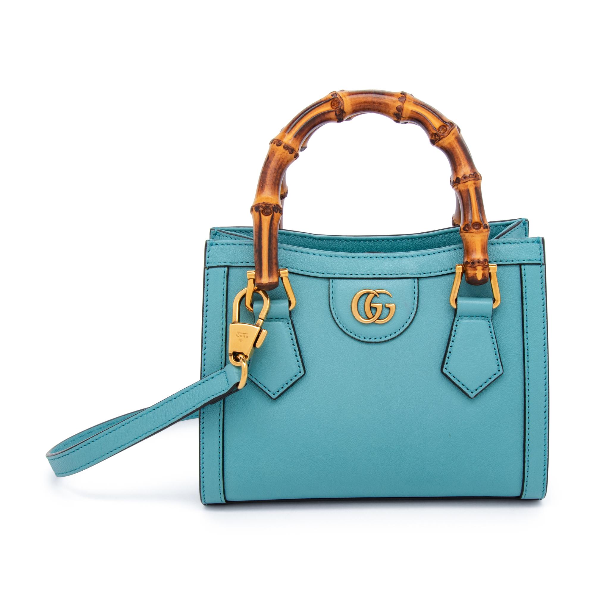 GUCCI, SMALL BLUE DIANA BAG