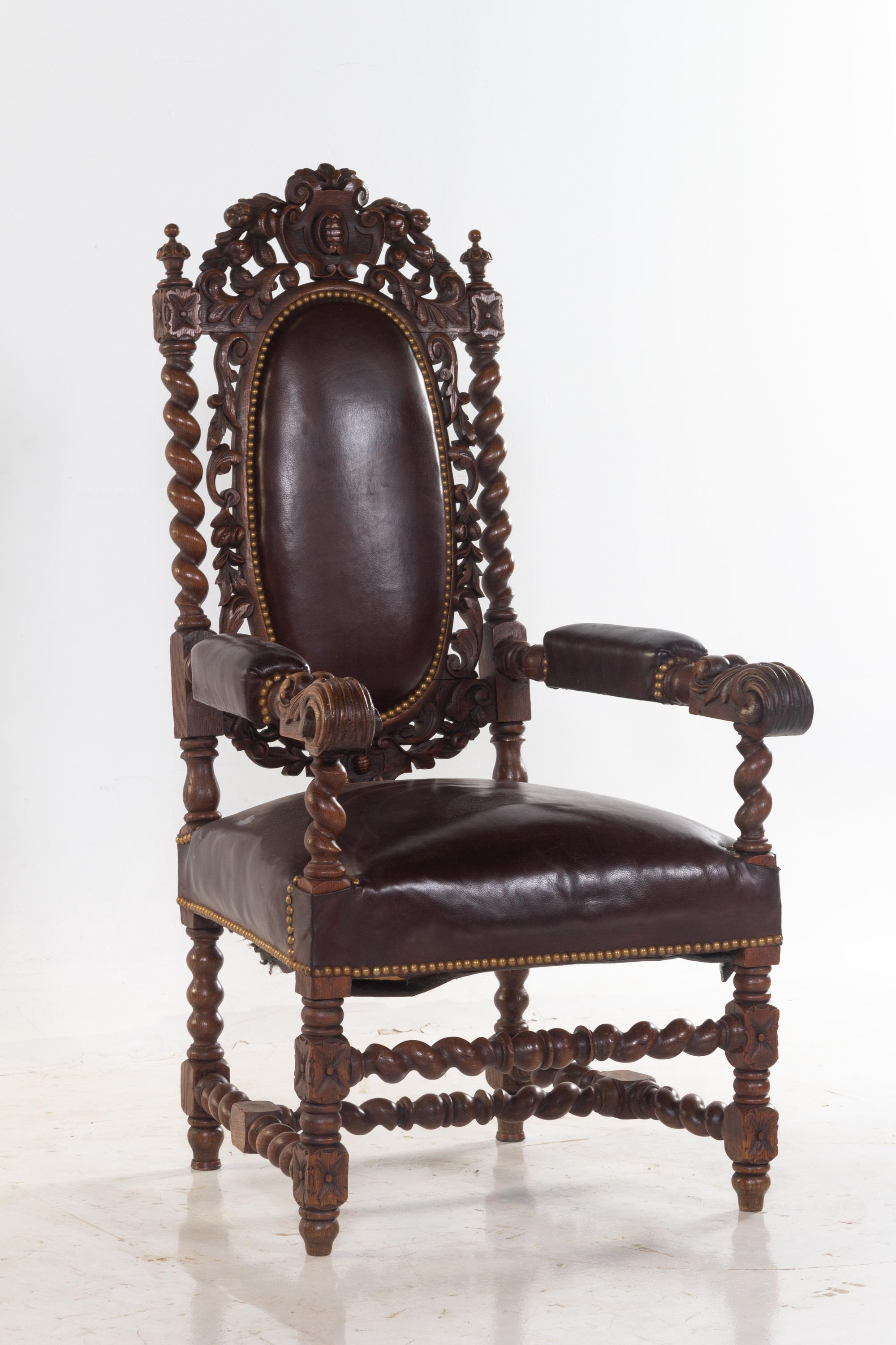 A Renaissance Revival Oak Chair