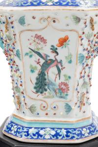 A Pair of Chinese Export Famille Rose Porcelain Tulipières Mounted as Lamps