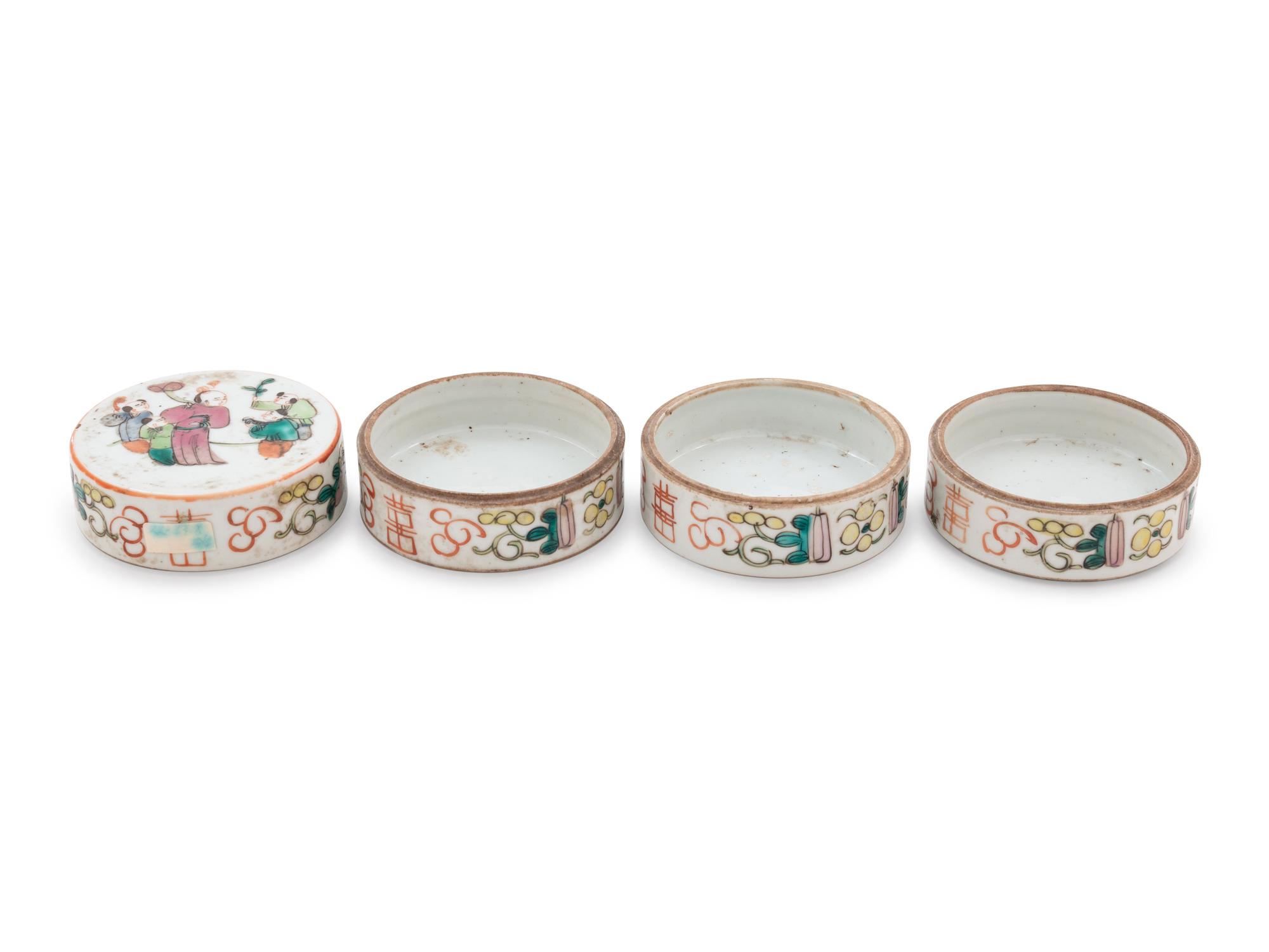 Four Chinese Famille Rose Porcelain Tiered Boxes