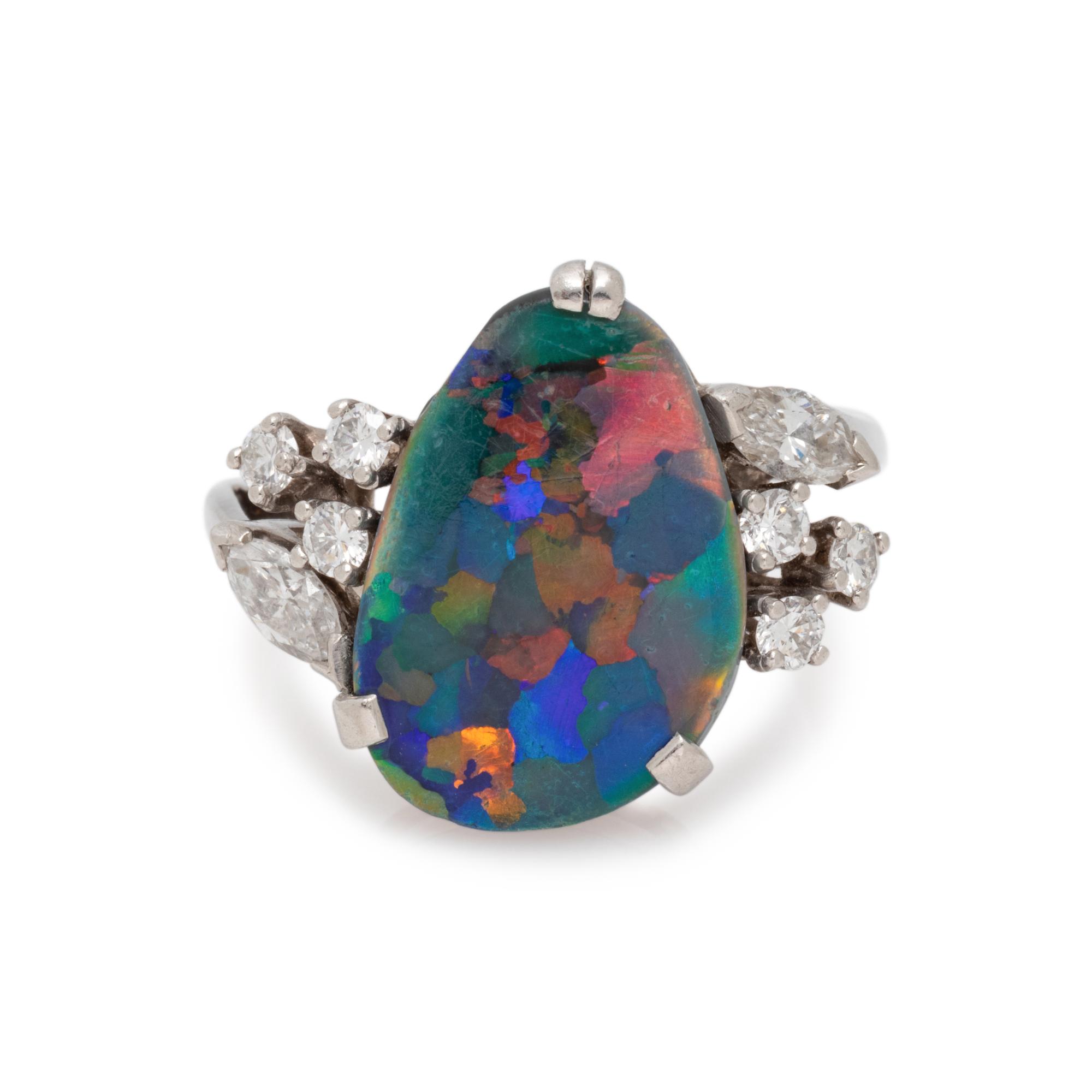 RAYMOND YARD, BLACK OPAL AND DIAMOND RING
