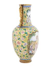 A Peking Enamel on Copper 'European Subject' Vase