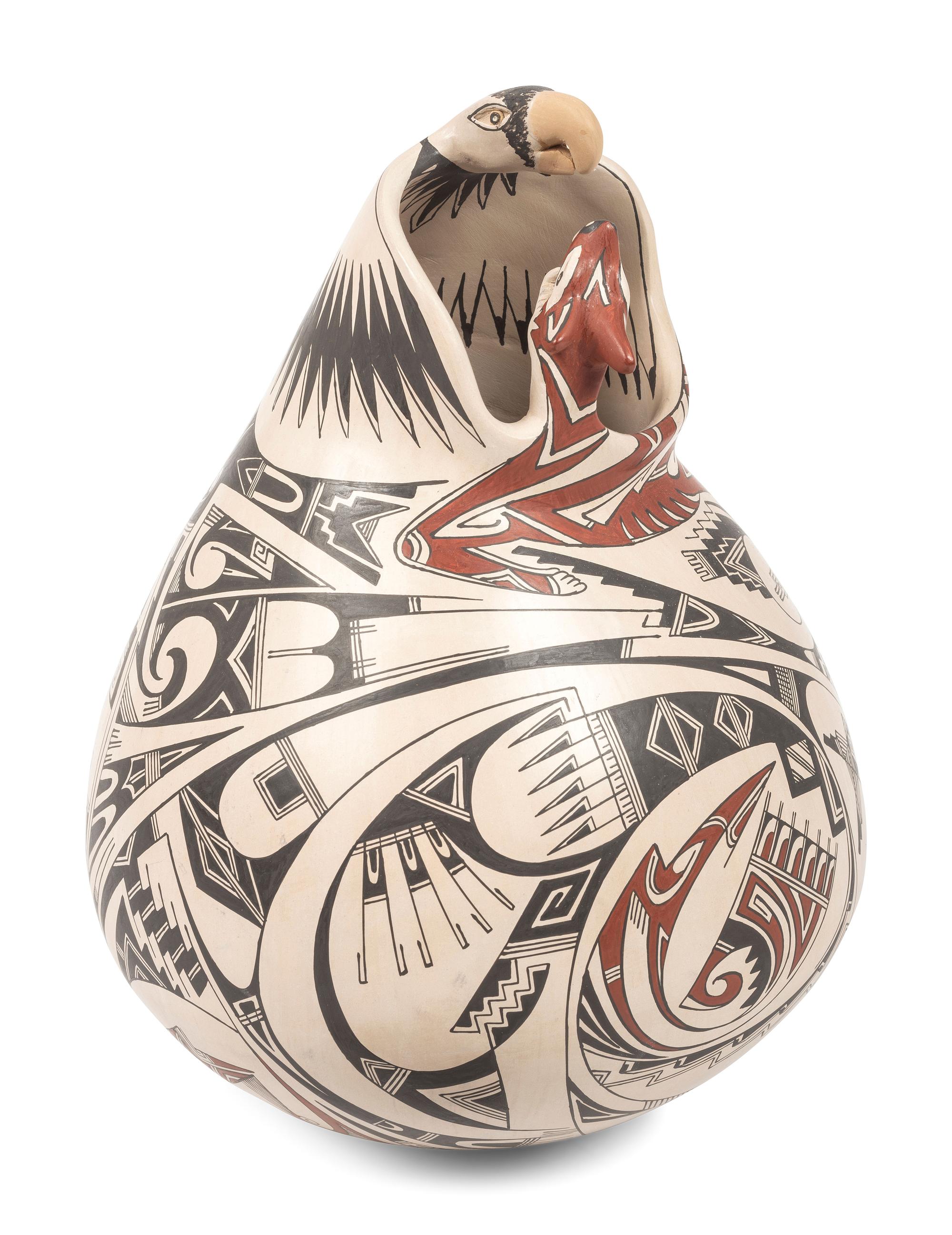 Pottery Vase, with Jaguar and Eagle