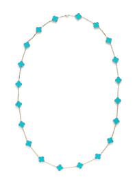 VAN CLEEF & ARPELS, WHITE GOLD AND TURQUOISE 'VINTAGE ALHAMBRA' NECKLACE
