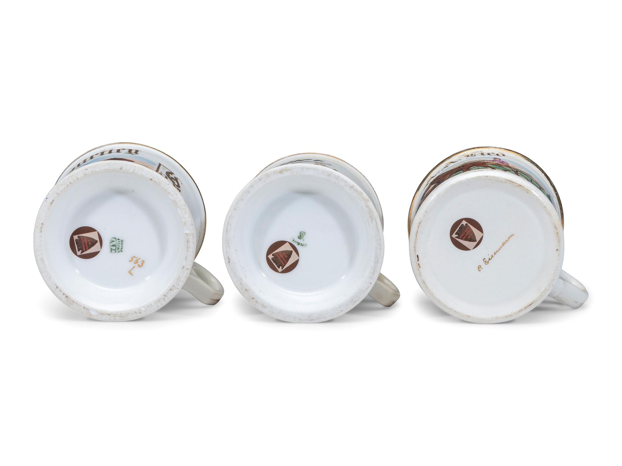 Three Jockey's Porcelain Occupational Shaving Mugs
