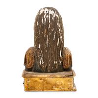 A Spanish Carved Wood and Polychrome Decorated Reliquary Bust