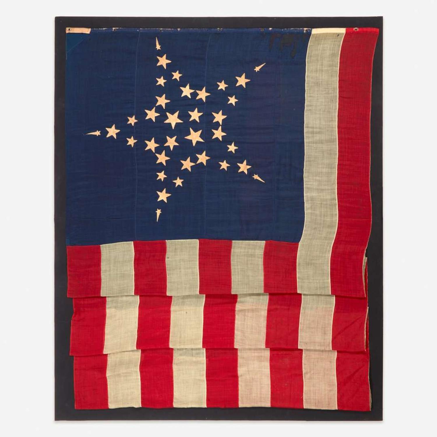 A rare Civil War 34 "Grand Luminary Shooting Star" Flag commemorating Kansas statehood 1861-1863