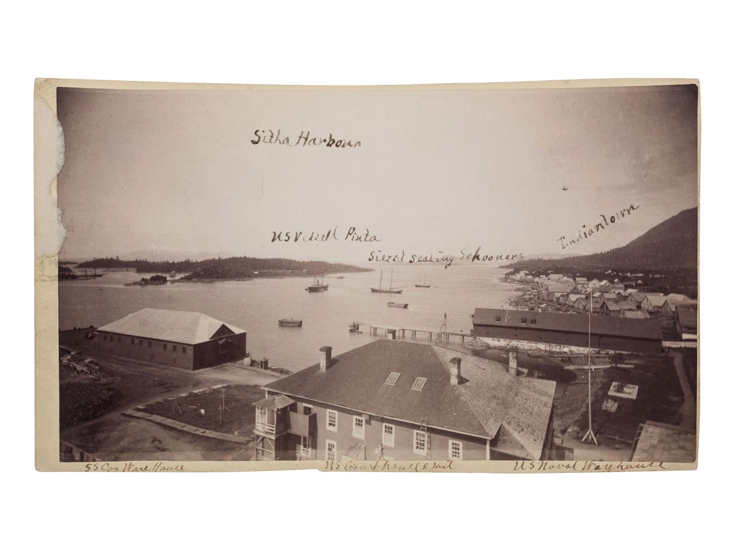 [NATIVE AMERICANS] -- [SOUTHWEST & ALASKA]. A group of 6 photographs, incl. female Native American subjects and view of Sitka, Alaska, incl. Indian Town.