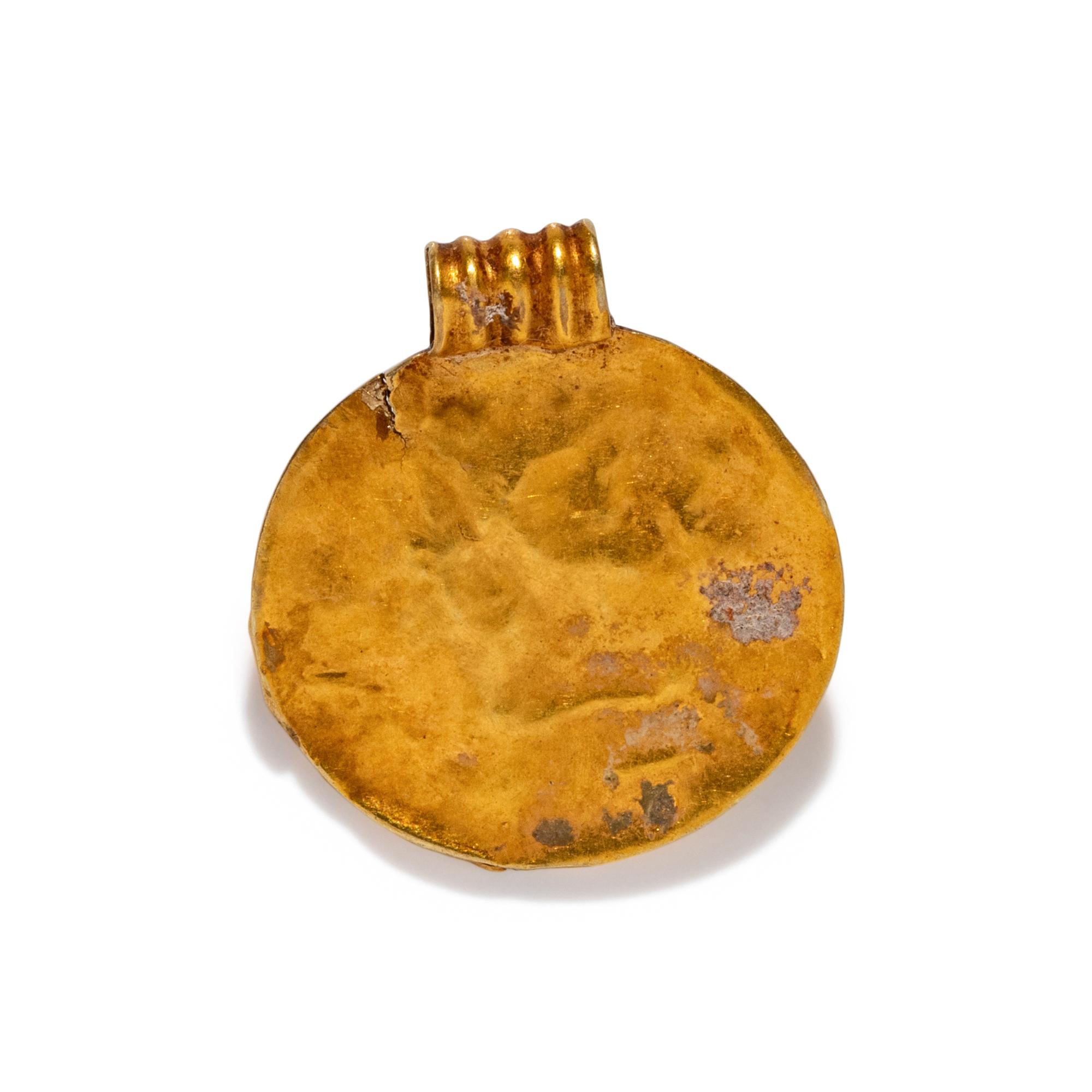 A Phoenician Gold Pendant with a Boat Scene