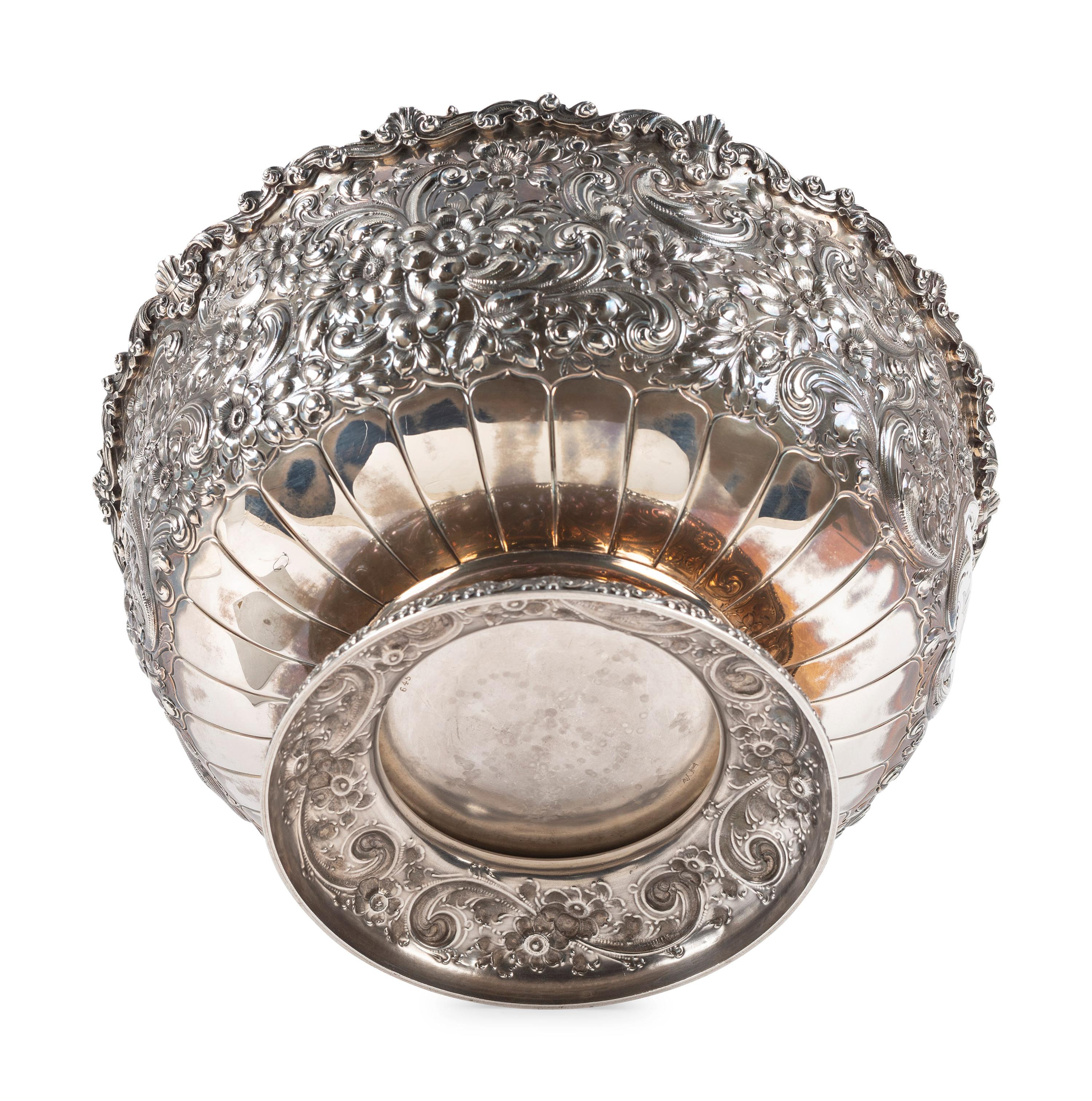 A Dominick & Haff Repousse Silver Punchbowl