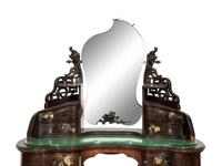 A Japanese Gilt Metal and Hardstone-Mounted Hardwood Dressing Table Mirror and A Stool