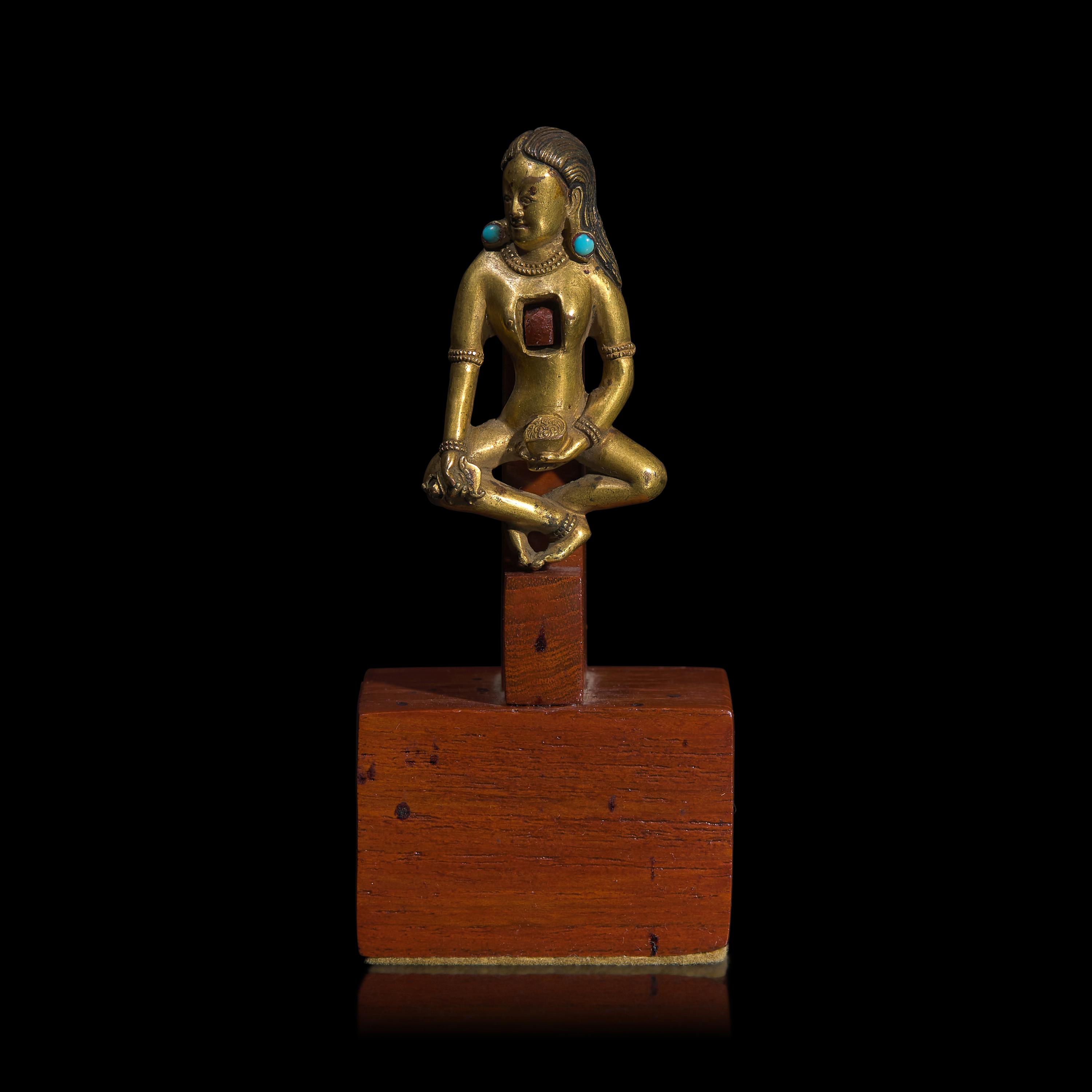 An Unusual Embellished Gilt Bronze Figure, Possibly Depicting a Vajravetali