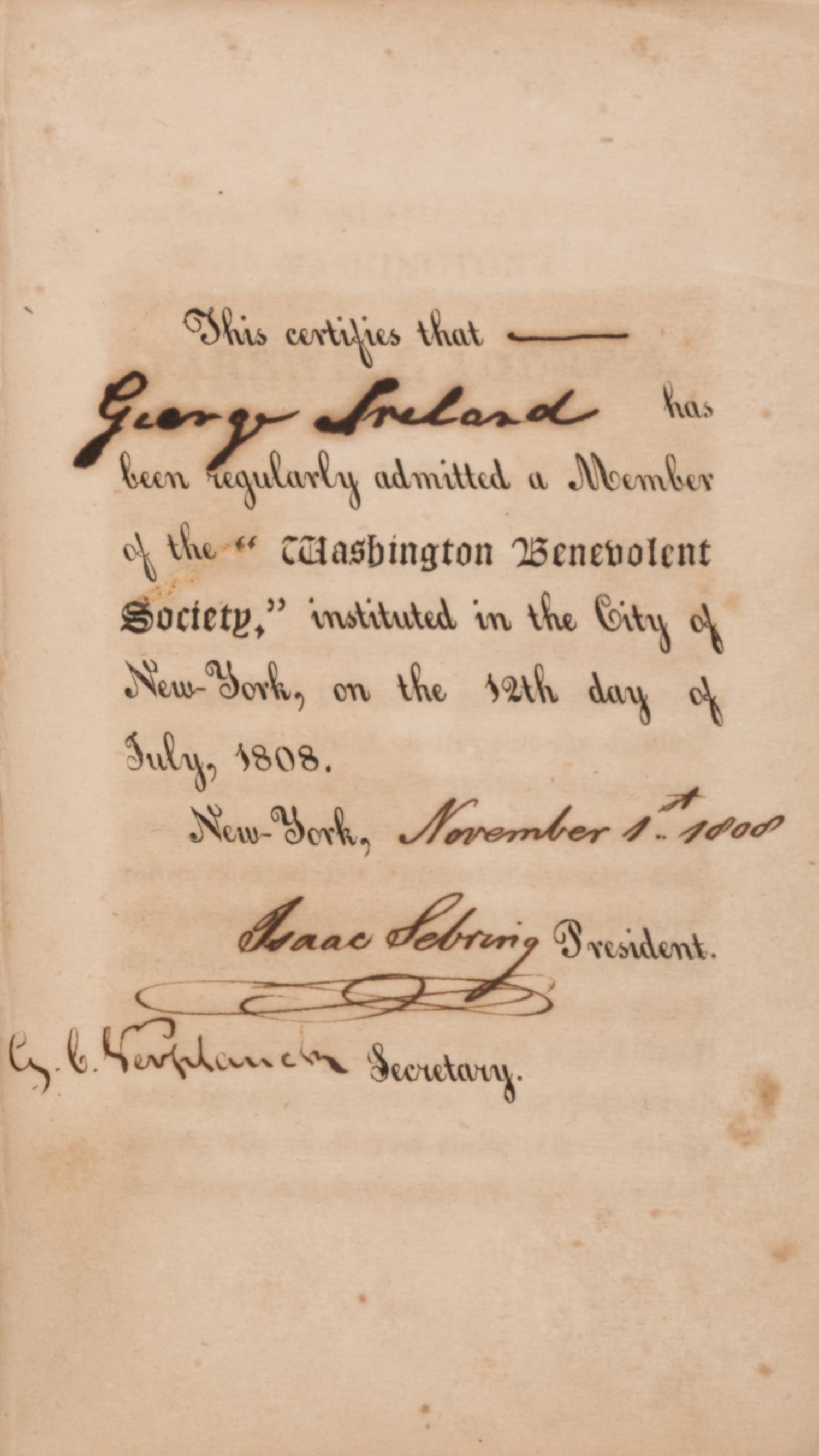 [Americana] Washington, George. Washington's Farewell Address, to the People of the United States. Published for the Washington Benevolent Society
