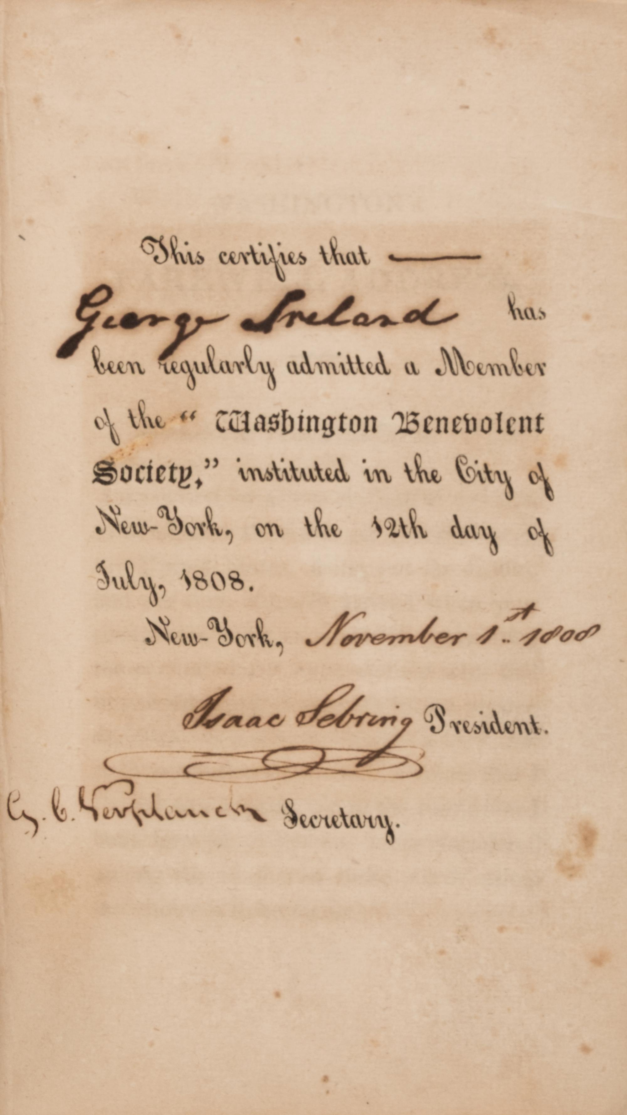 [Americana] Washington, George. Washington's Farewell Address, to the People of the United States. Published for the Washington Benevolent Society