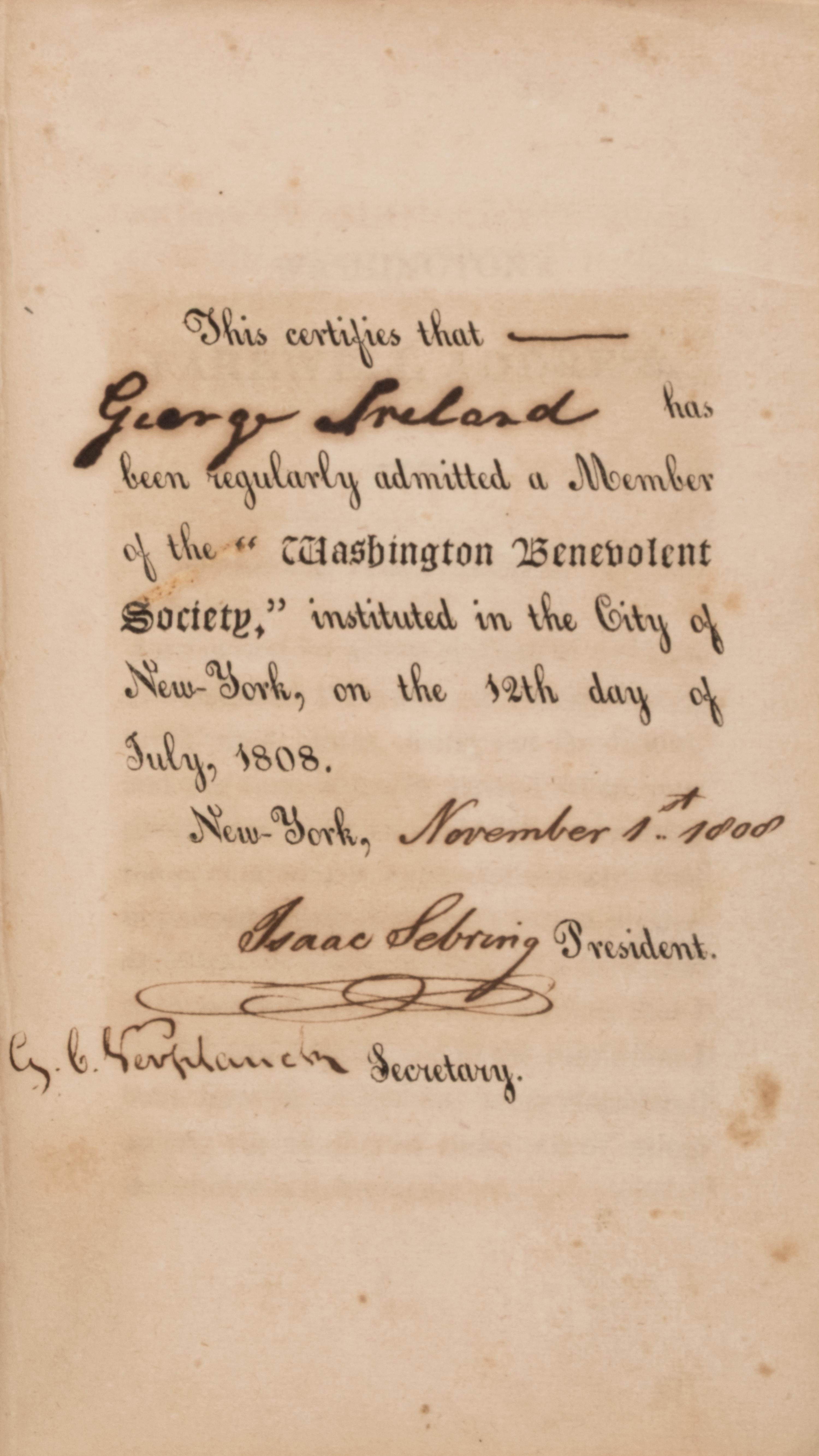 [Americana] Washington, George. Washington's Farewell Address, to the People of the United States. Published for the Washington Benevolent Society