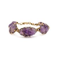 COLLECTION OF YELLOW GOLD AND CARVED AMETHYST JEWELRY