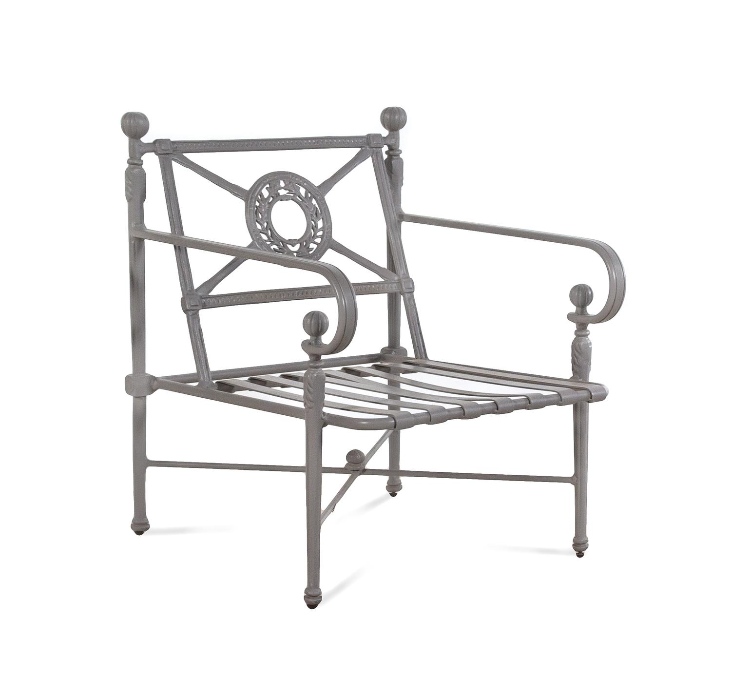 A Set of Four Custom Gray-Painted Patio Armchairs