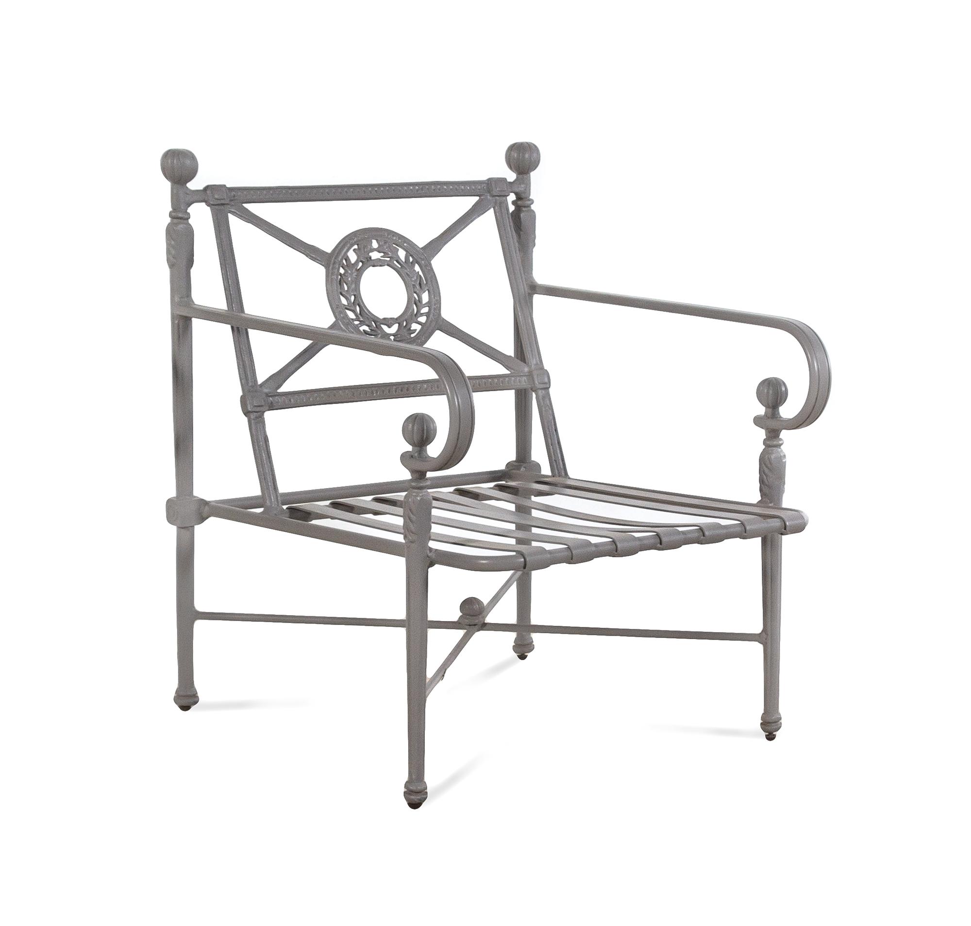 A Set of Four Custom Gray-Painted Patio Armchairs