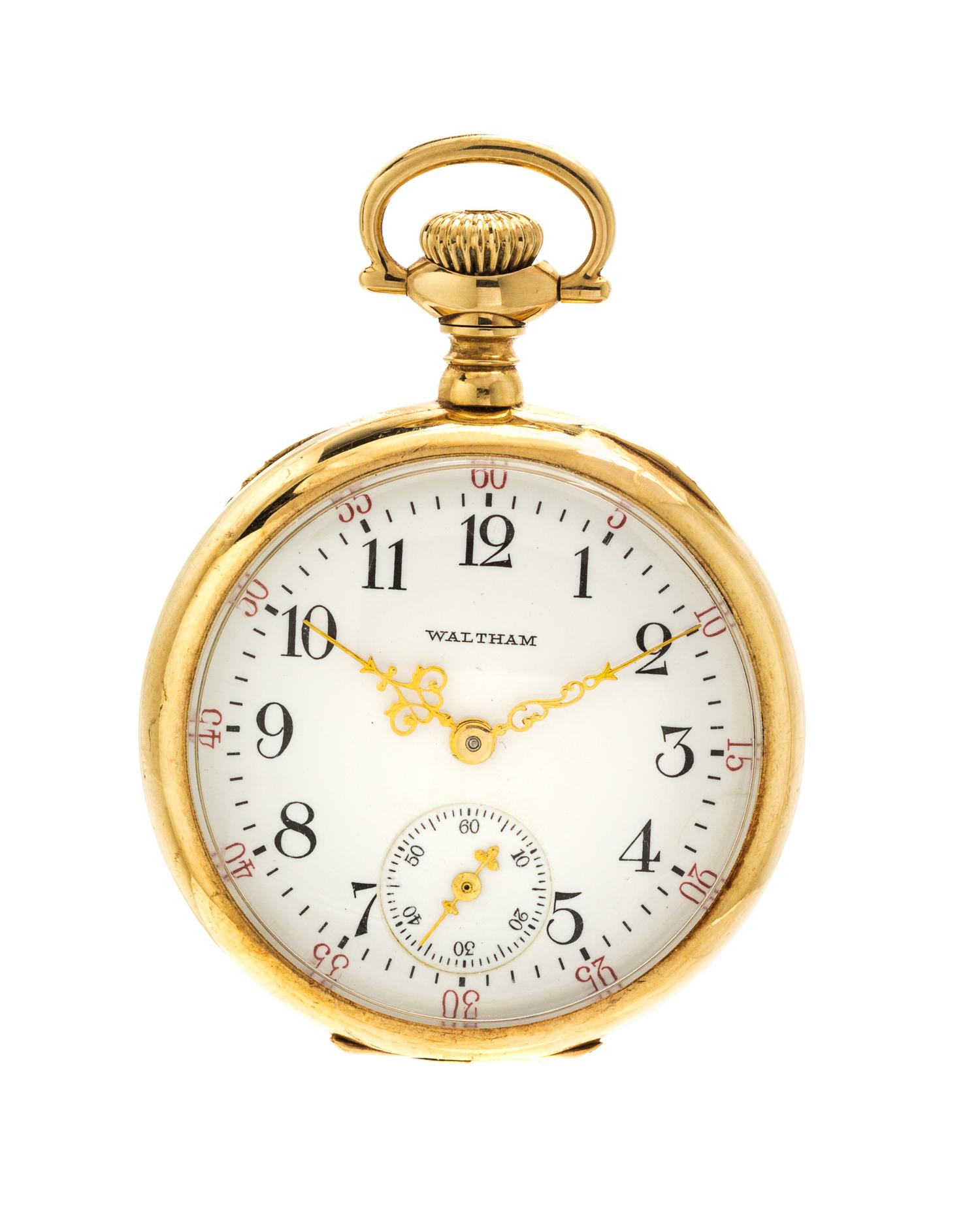 A 14 Karat Yellow Gold Open Face Pocketwatch, Waltham, Circa 1907, 20.70 dwts.