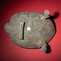 A Chinese Grey Pottery Mandarin Duck-Form Inkstone, Six Dynasties — 六朝 灰陶鴛鴦硯