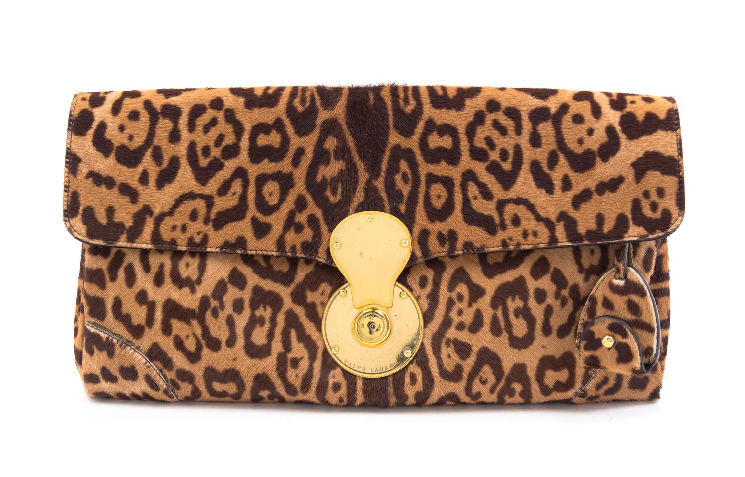 A Ralph Lauren Printed Calf Hair Clutch, 13" x 8" x 1.5".