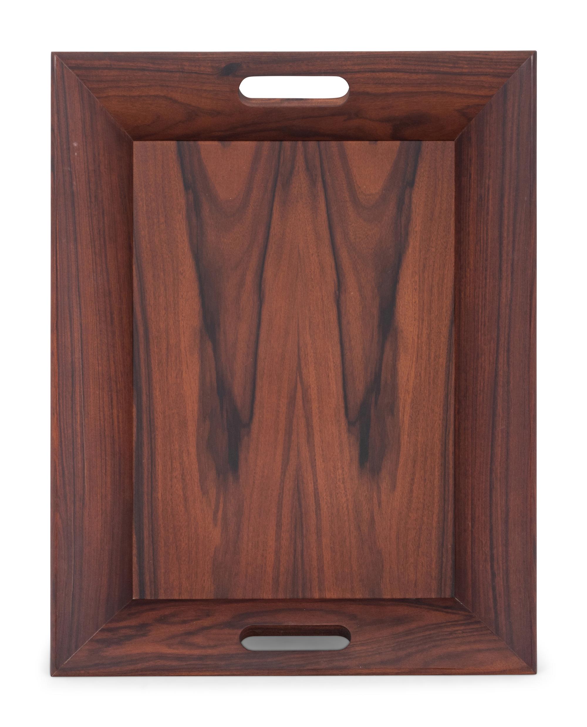 An Hermès Rosewood Tray with Two Smaller Associated Trays