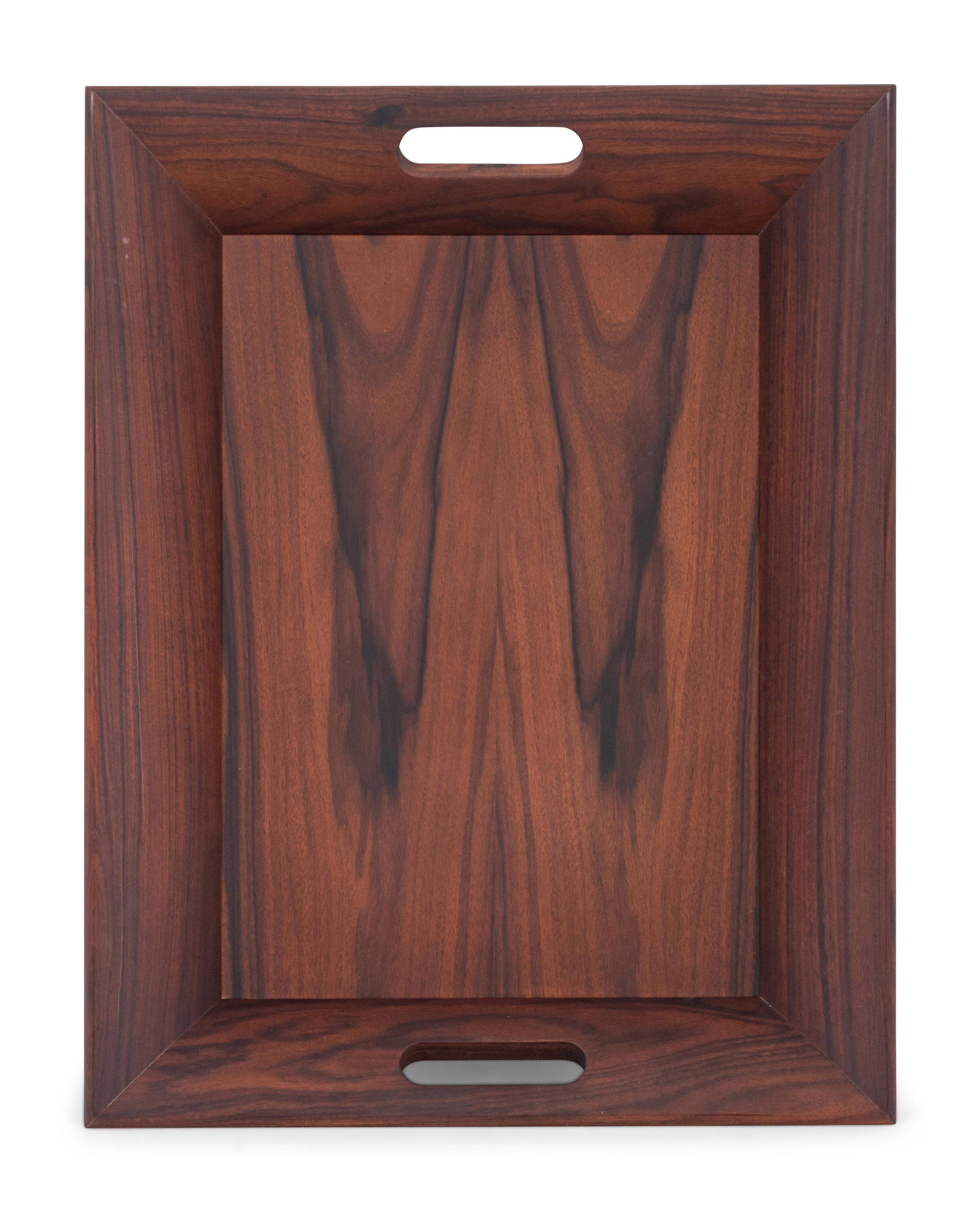 An Hermès Rosewood Tray with Two Smaller Associated Trays
