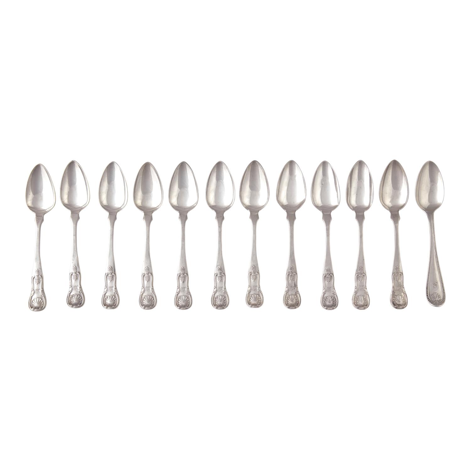 A Group of Twelve Coin Silver Teaspoons
