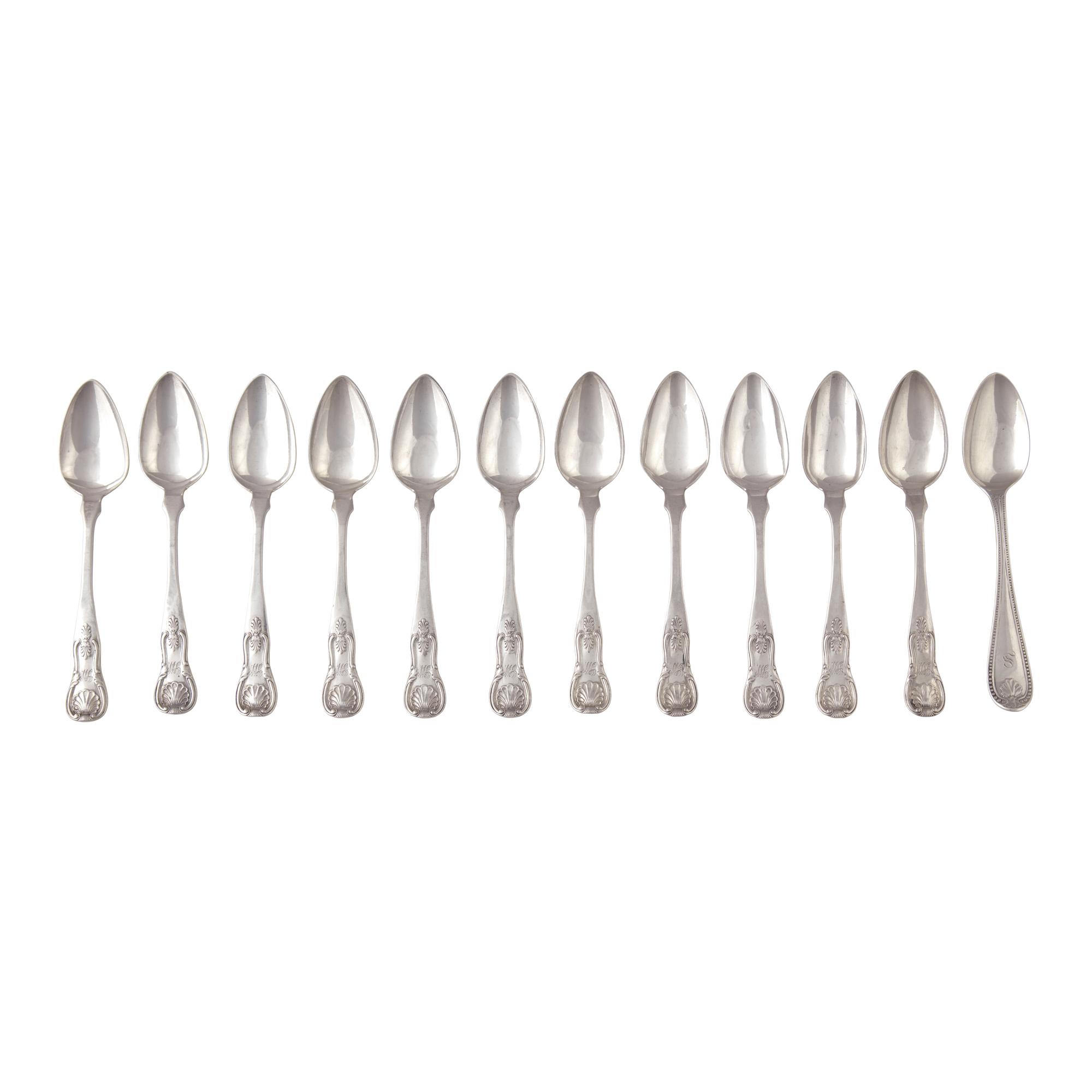 A Group of Twelve Coin Silver Teaspoons