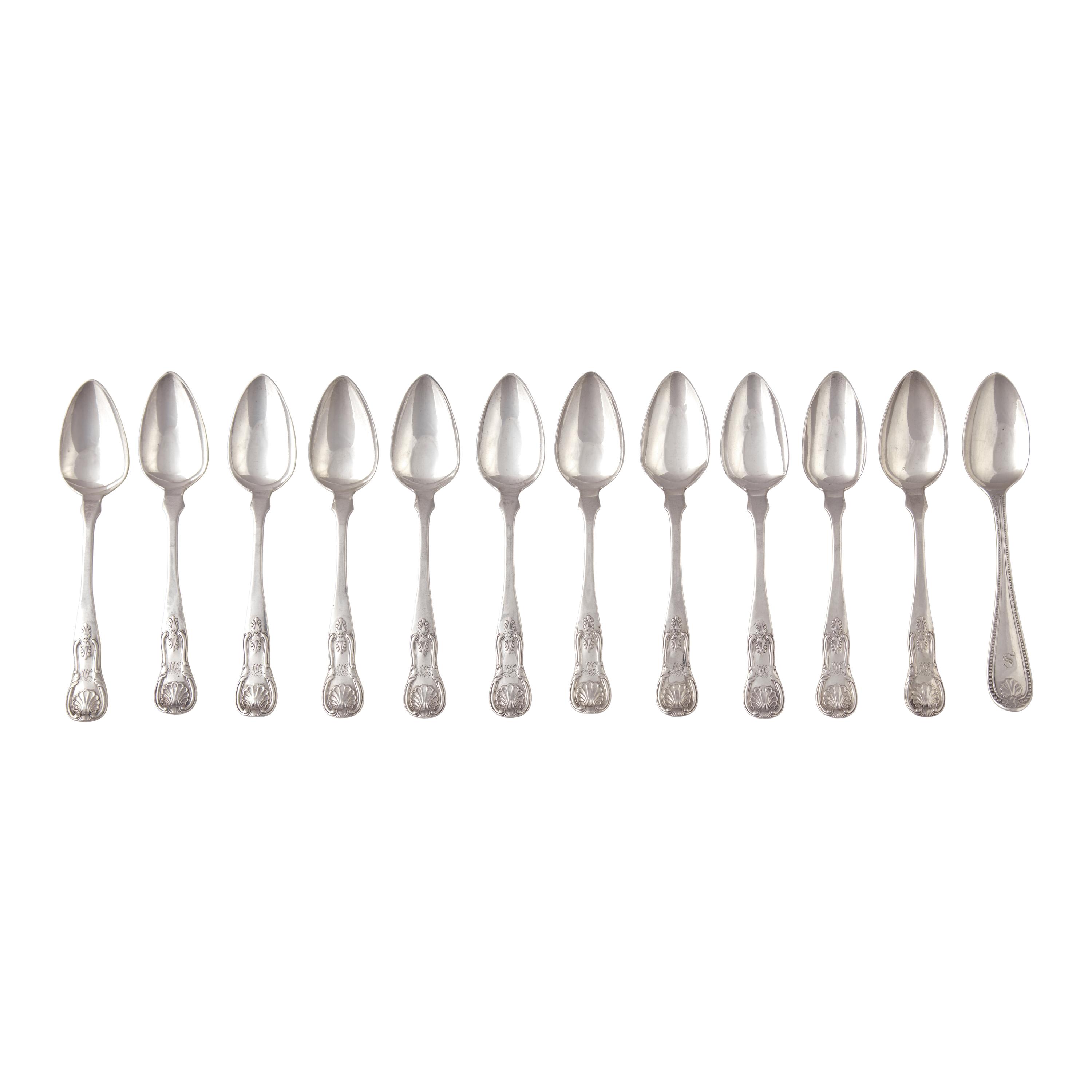 A Group of Twelve Coin Silver Teaspoons