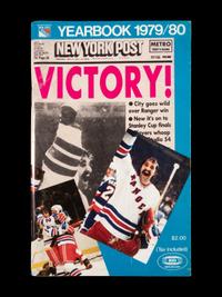 A Group of 16 1960s - 1980s New York Rangers Blue Book Media Guides,