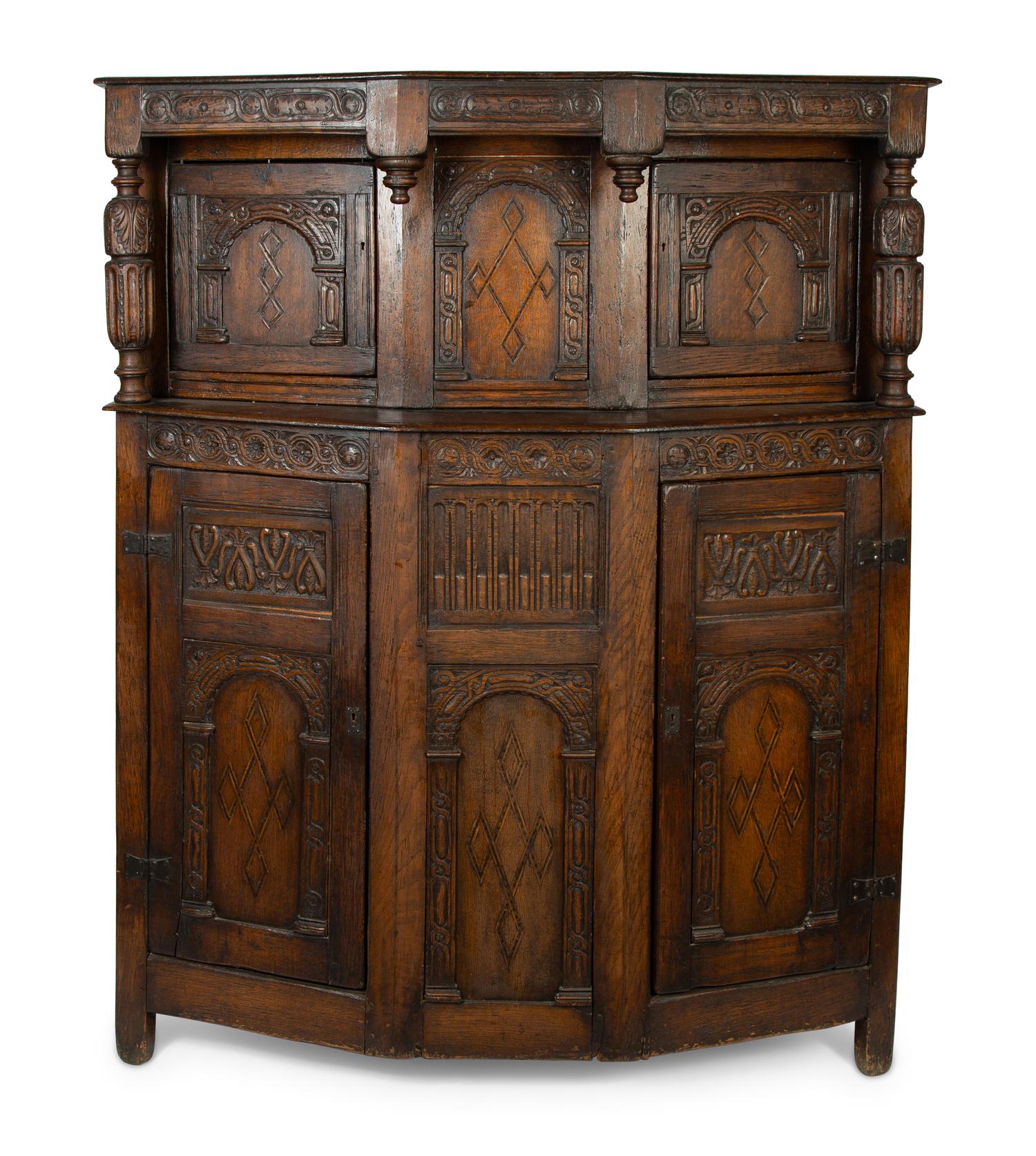 A Gothic Style Oak Court Cupboard