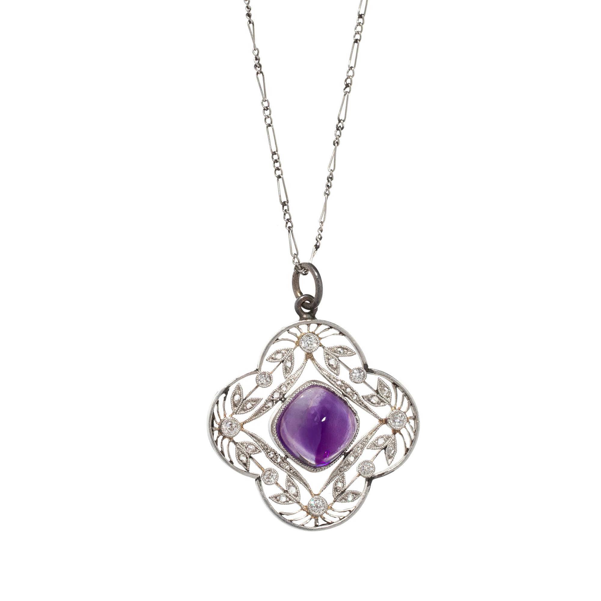 EDWARDIAN, AMETHYST AND DIAMOND PENDANT/NECKLACE