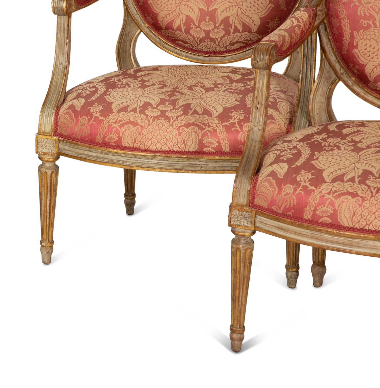 A Suite of Four Louis XVI Style Painted Fauteuils