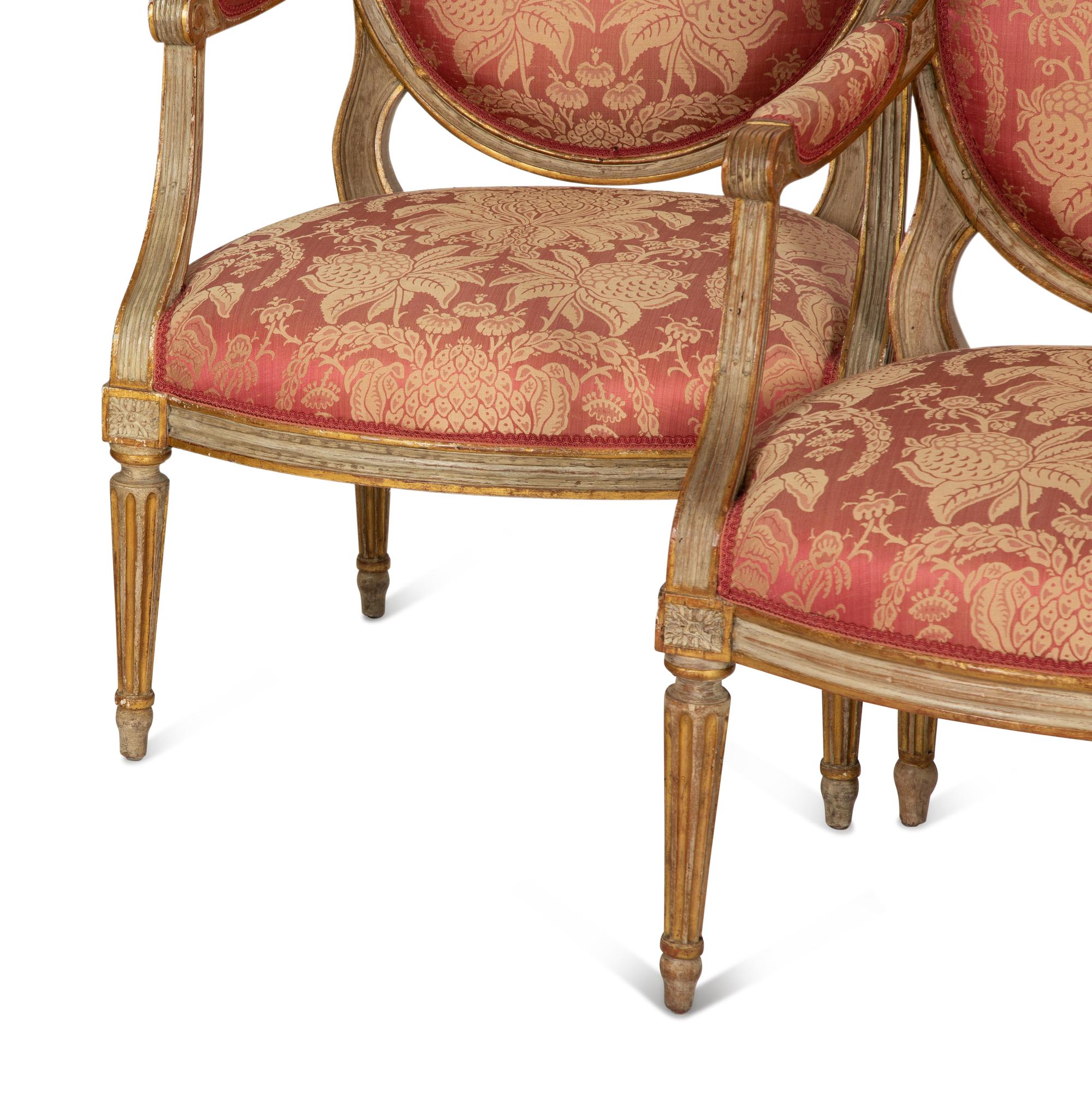 A Suite of Four Louis XVI Style Painted Fauteuils