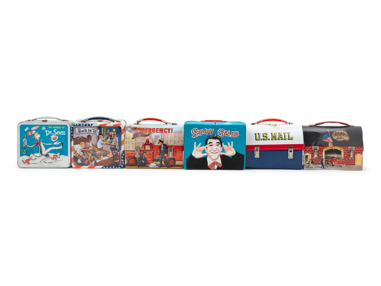A Group of Six Themed Lunch Boxes