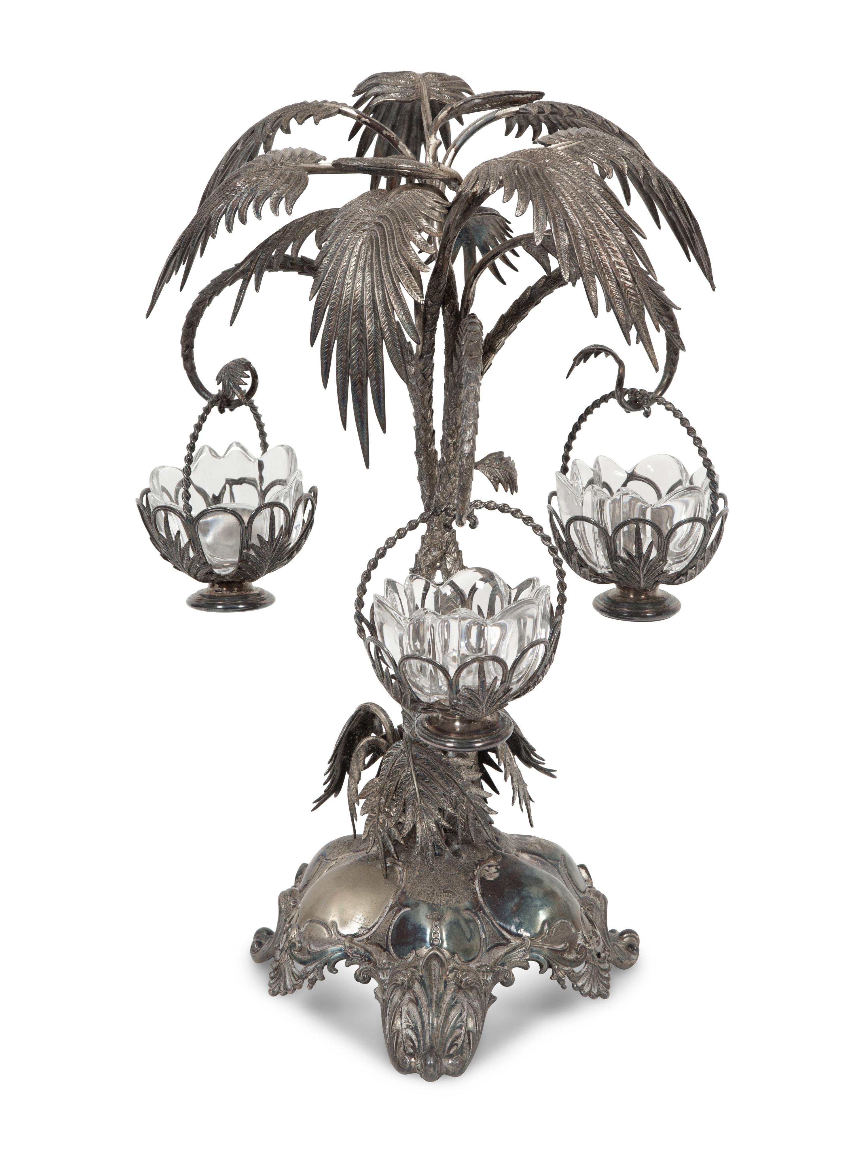 An English Silver-Plate Epergne and a Circular Plateau