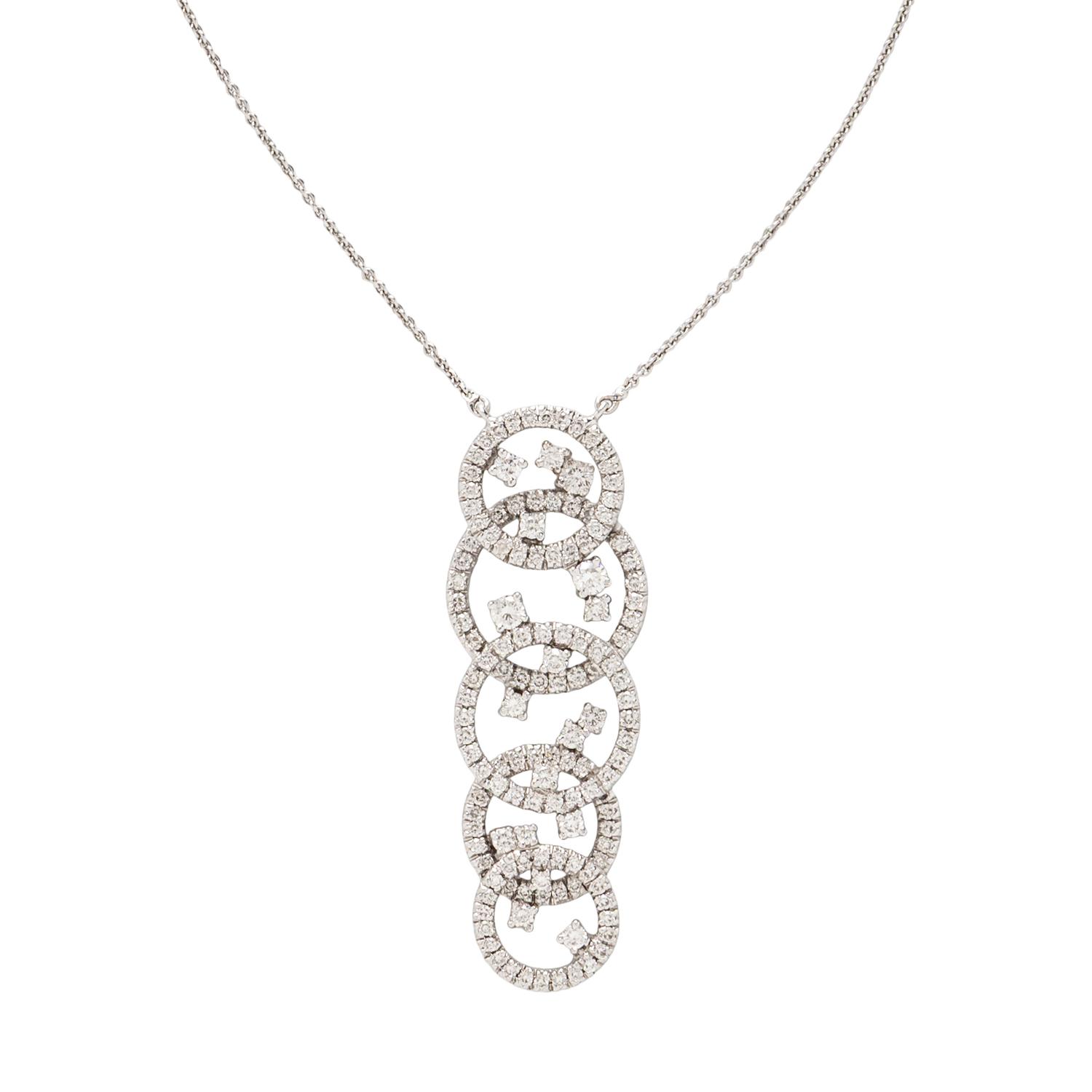 WHITE GOLD AND DIAMOND CIRCLE PENDANT NECKLACE