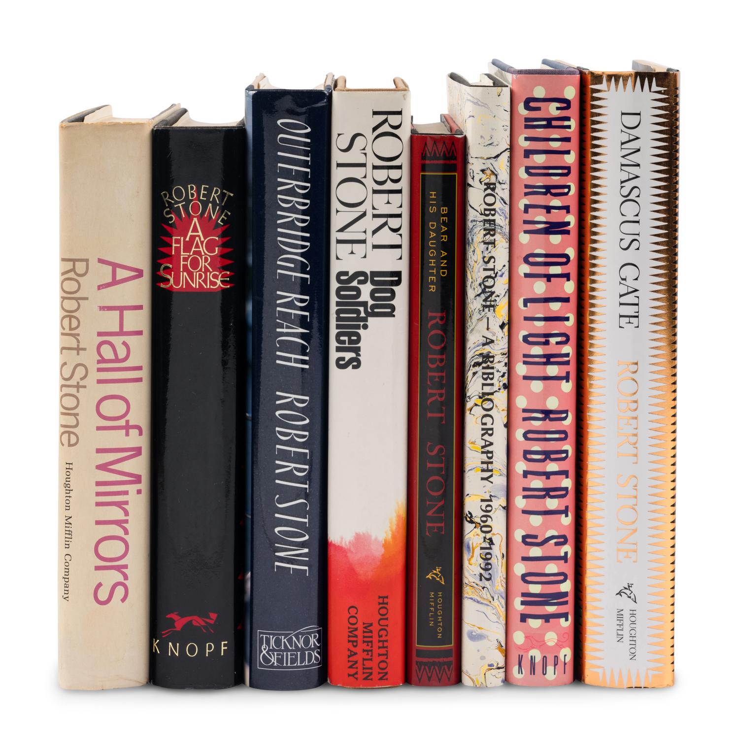 STONE, Robert (1937-2015). A group of 8 FIRST EDITIONS, ALL SIGNED OR INSCRIBED, comprising: