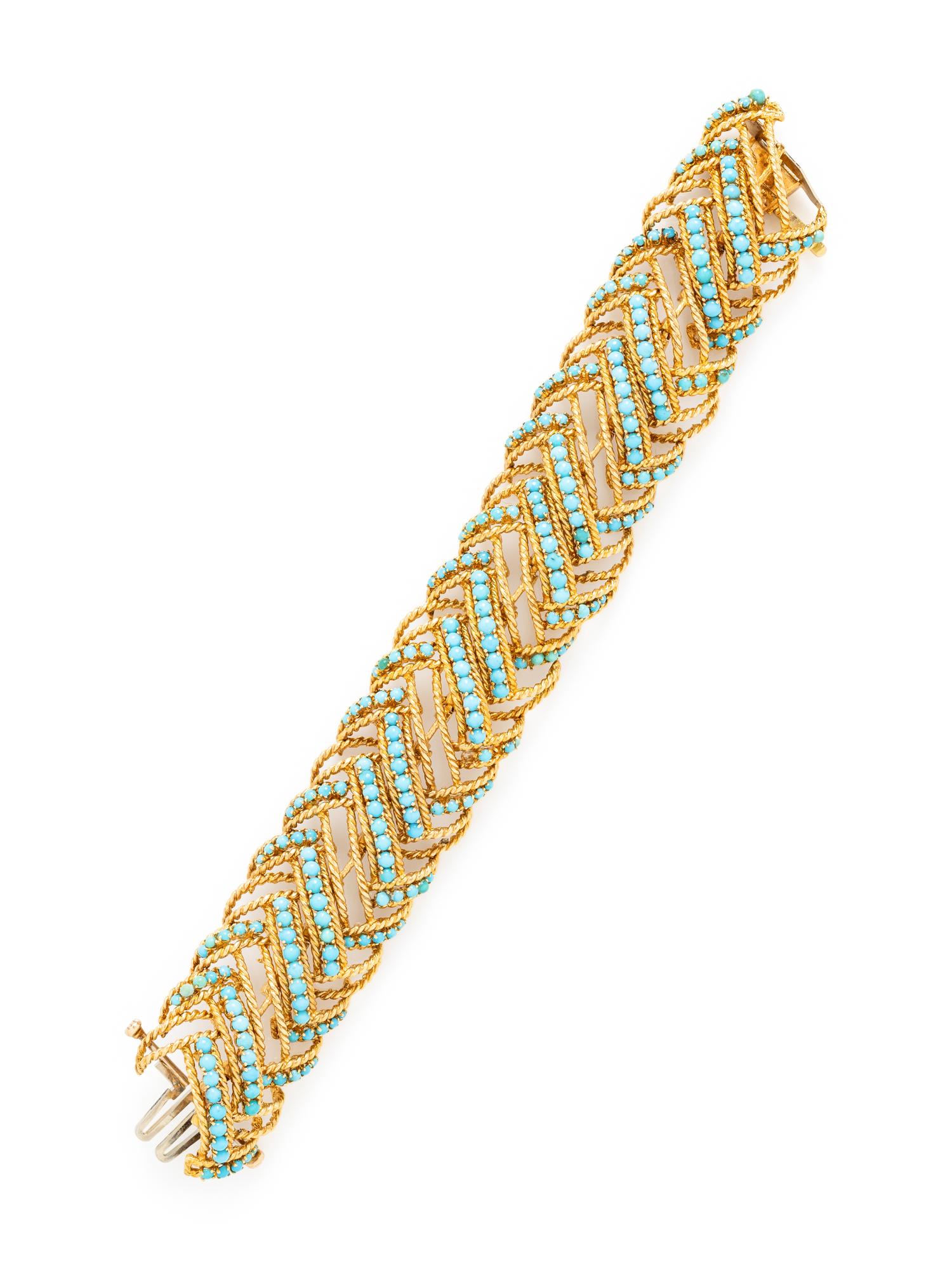 YELLOW GOLD AND TURQUOISE BRACELET