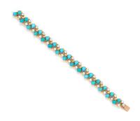 An 18 Karat Yellow Gold, Platinum, Turquoise and Diamond Bracelet, Cartier, Paris, 24.80 dwts.