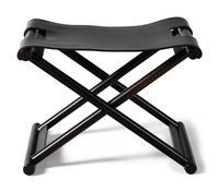 A Contemporary Leather-Upholstered X-Form Stool