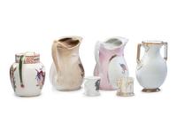 Six Porcelain Political Portrait Pitchers and Mugs