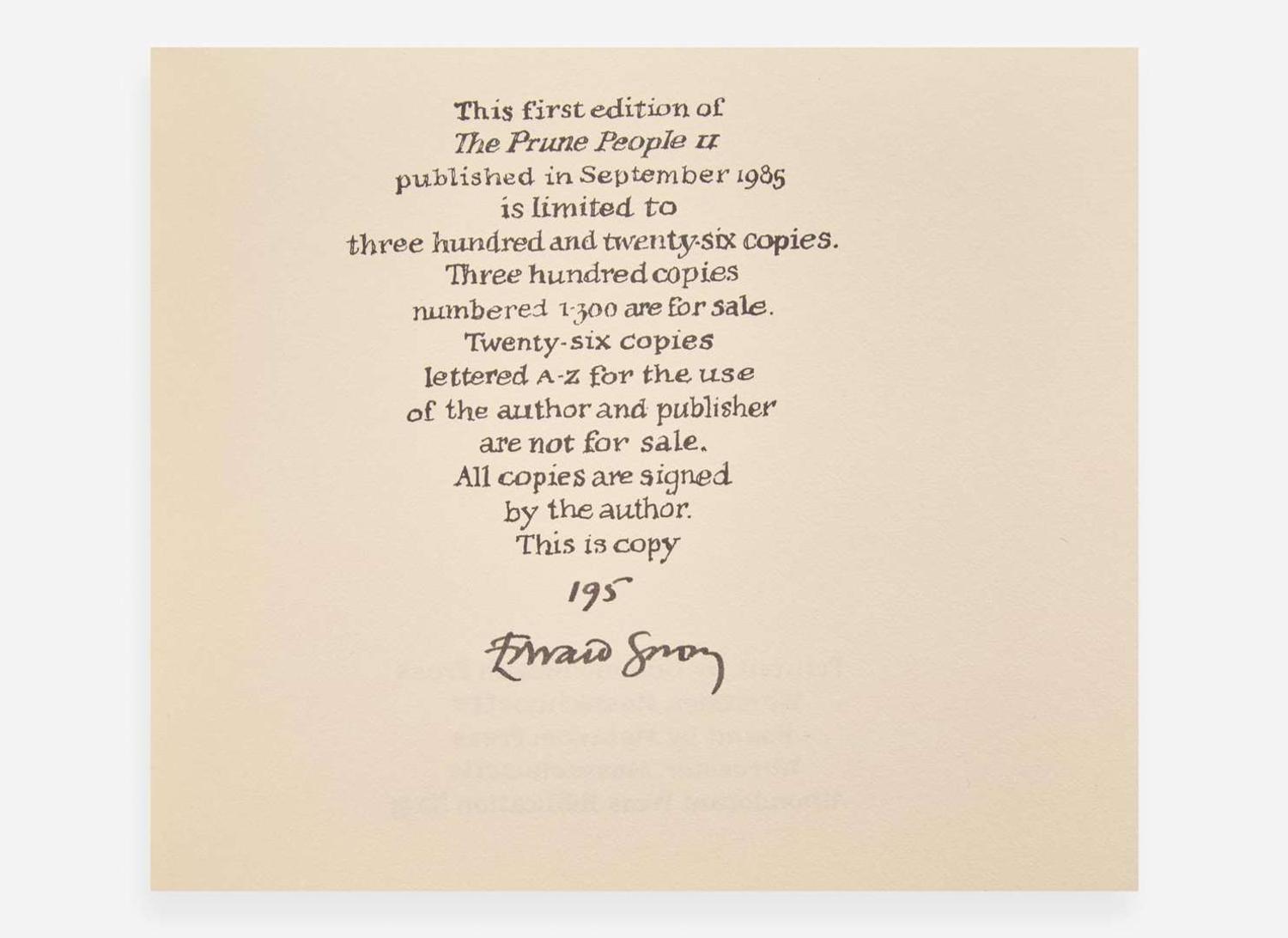 [Children's & Illustrated] Gorey, Edward: Group of 9 Signed Albondocani Press Publications