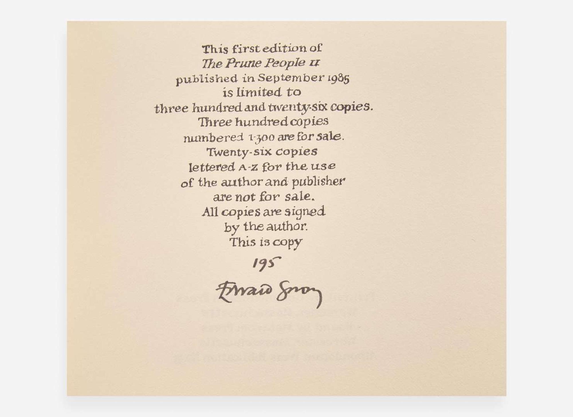 [Children's & Illustrated] Gorey, Edward: Group of 9 Signed Albondocani Press Publications