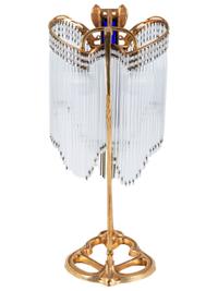An Art Nouveau Gilt Metal and Glass Table Lamp, after Hector Guimard